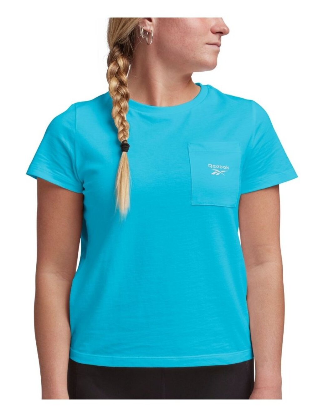Reebok Womens Identity Short Sleeve Solid Basic Logo T-Shirt Blue Size S NWT